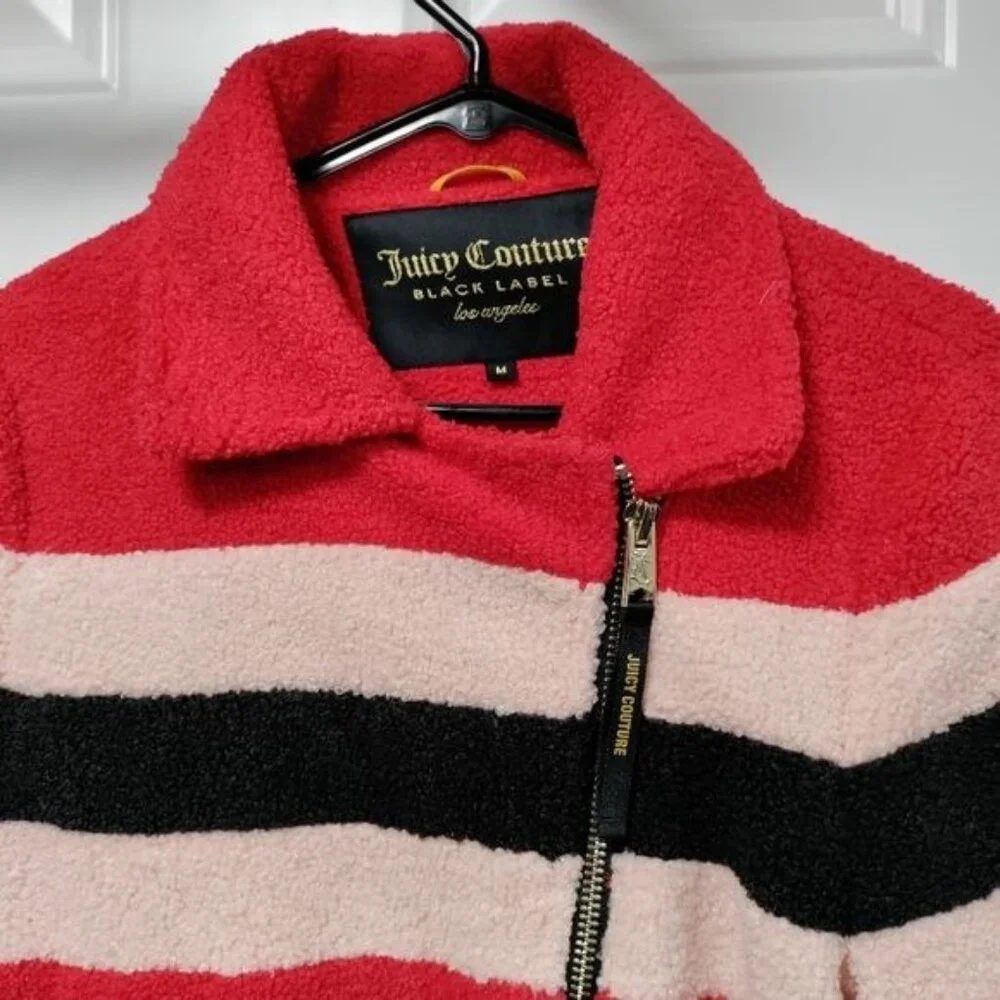 Juicy Couture Black Label Sherpa Teddy Bear Y2K Satin Lined Jacket Medium NWOT - Picture 5 of 16